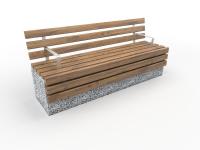 Модульная скамейка "Темп монолит 200 со спинкой" бетонная, ДШВ (см) - 200*50*90, вес - 460 кг