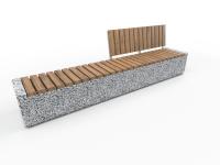 Модульная скамейка "Темп 300 со спинкой" бетонная, ДШВ (см) - 300*50*92, вес - 865 кг