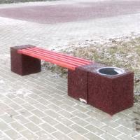 Скамейка «Евро 2 с урной» бетонная,  габариты (см) - 245*40*45 , вес - 375 кг